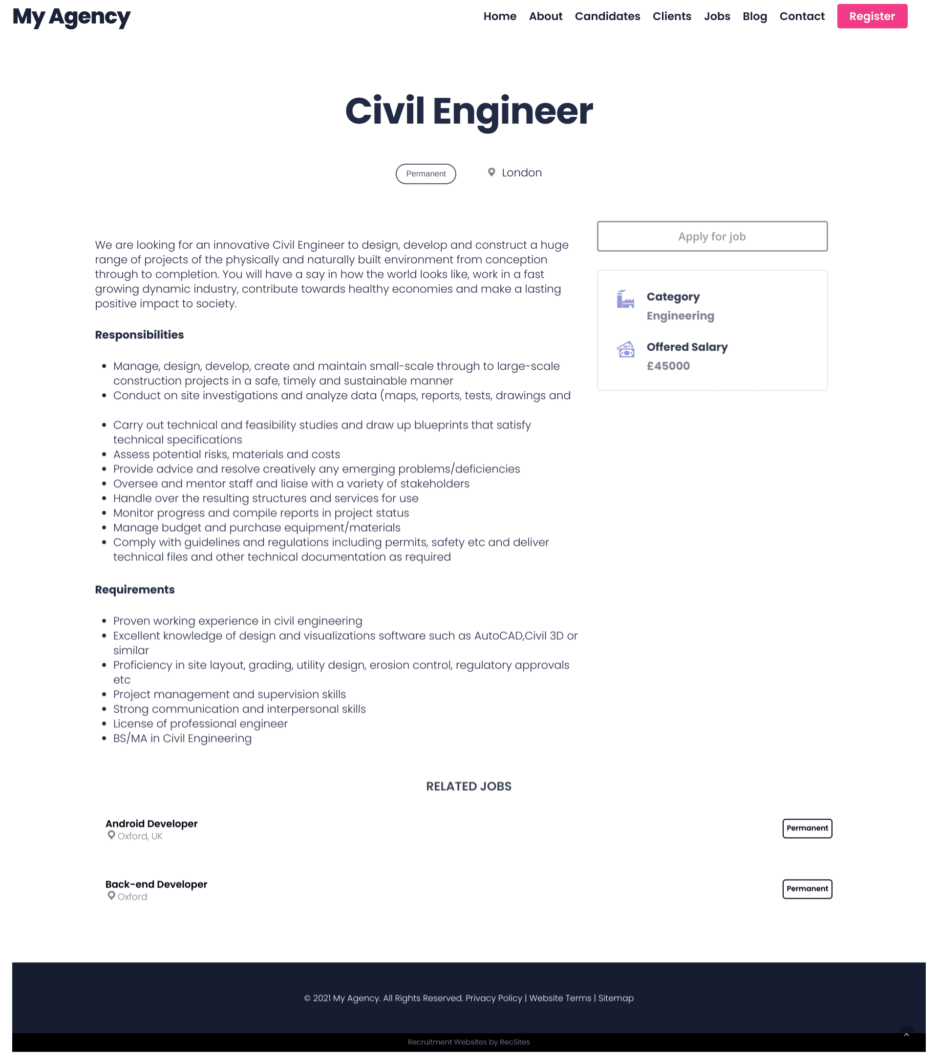Recruitment web design job detail image.