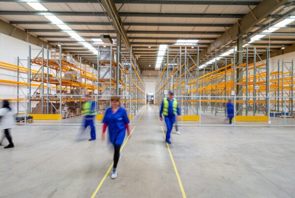 man in blue jacket and blue pants walking on yellow metal frame