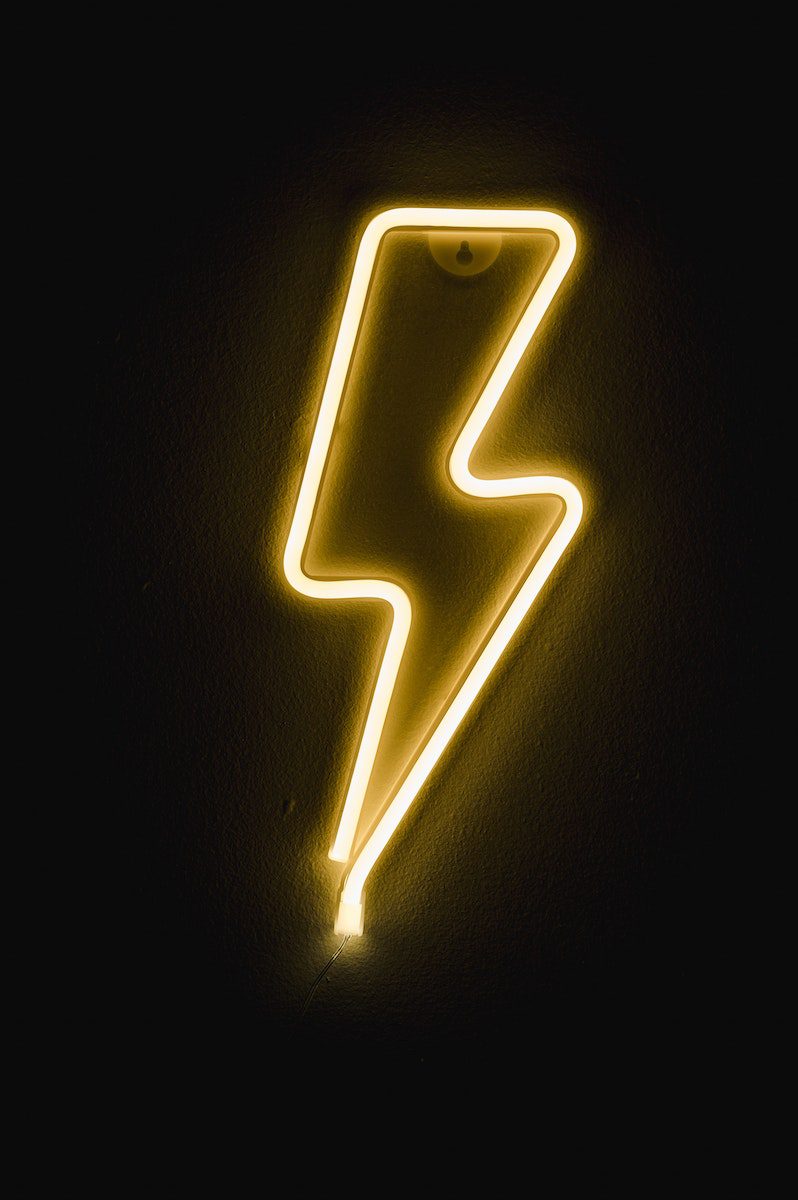 Lightening Bolt neon sign on the wall at a gaming jobs recruitment agency