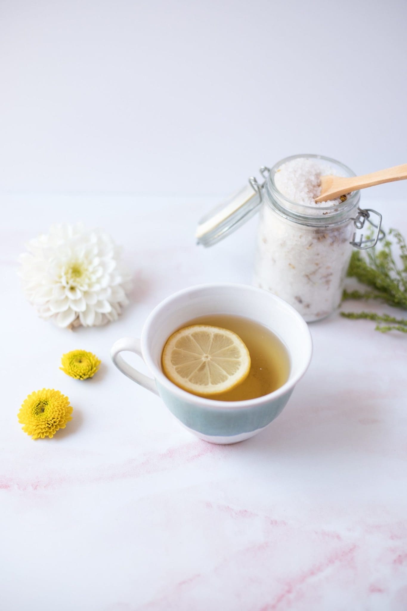 lemonade in white ceramic mug