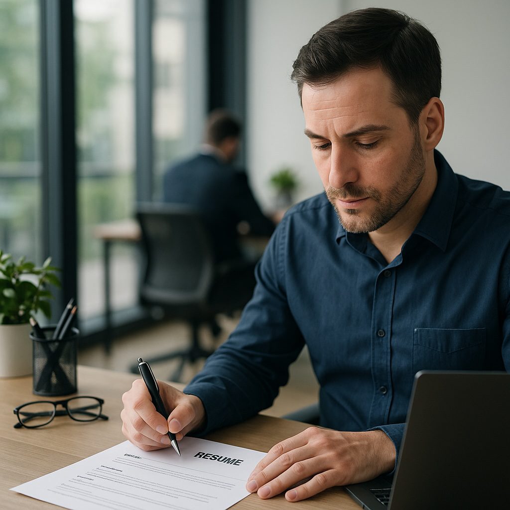 Hiring manager reviewing CV for a trading technology role