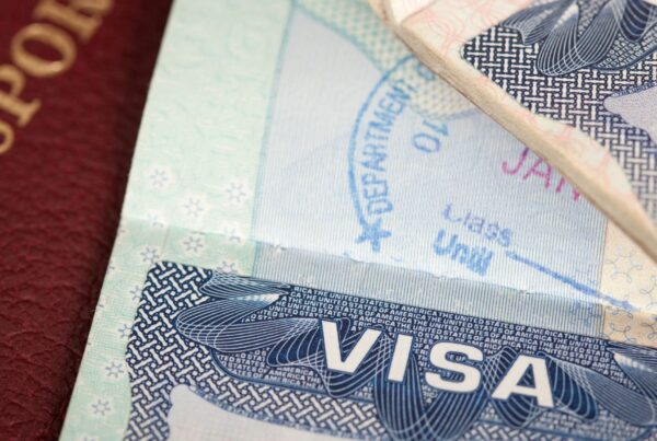 Close up of passport and visa